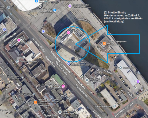 (3) Shuttle Einstig Wendehammer: Im Zollhof 5, 67061 Ludwigshafen am Rhein (am Hotel Moxy)